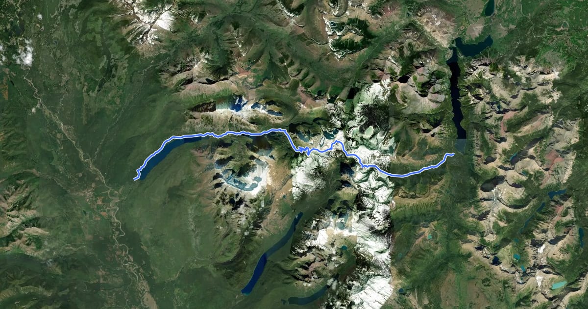 Маршрут Boulder Pass Trail на спутниковом снимке