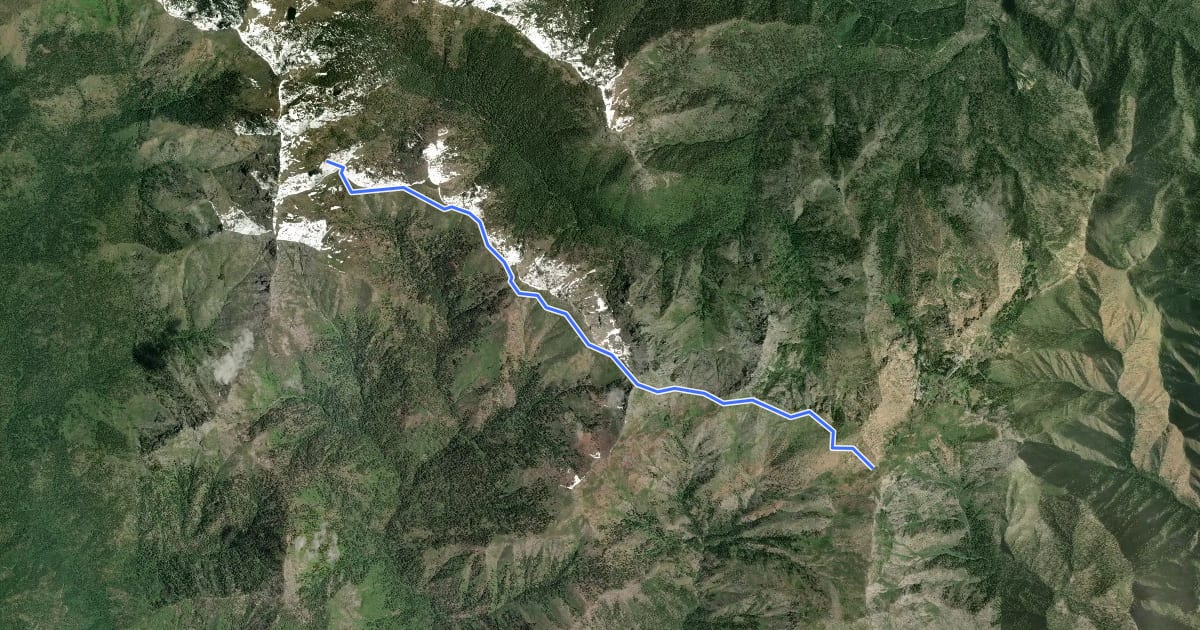 Маршрут Boundary National Recreation Trail на спутниковом снимке