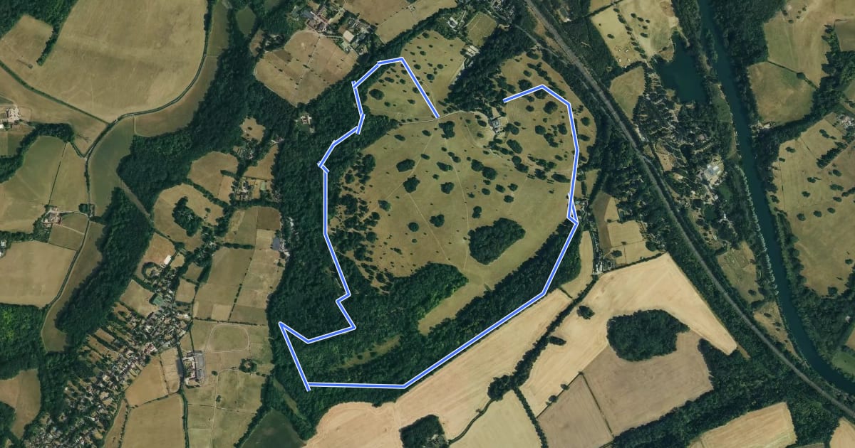 Маршрут Boundary Walk, Basildon Park на спутниковом снимке