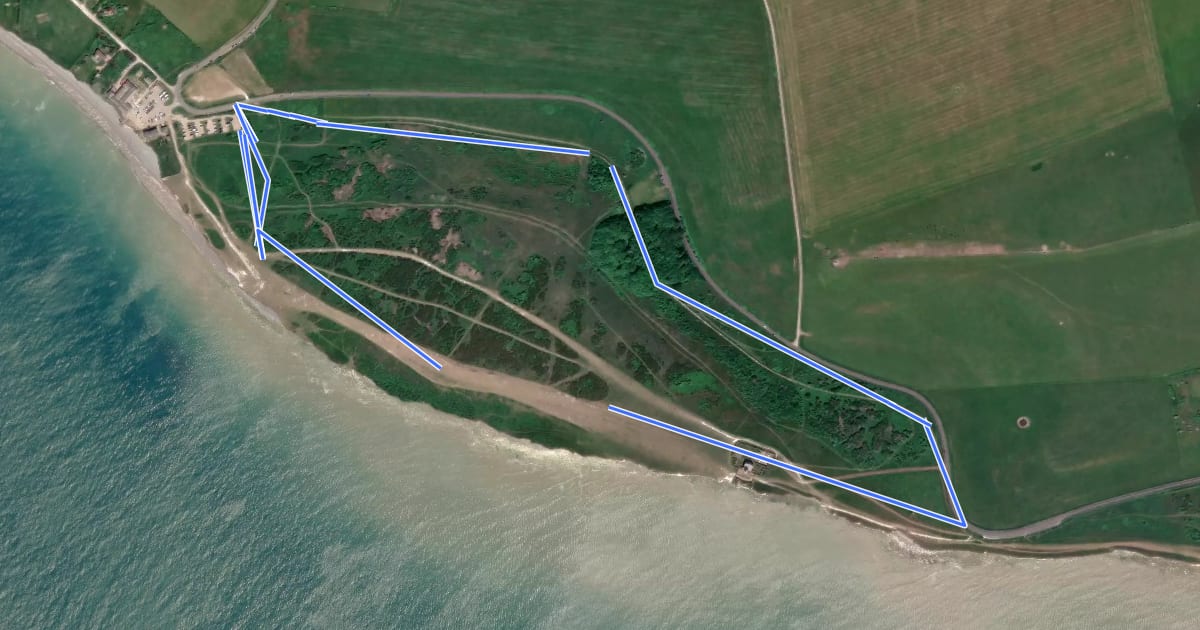 Маршрут Bounding Up to Belle Tout at Birling Gap, South Downs East на спутниковом снимке