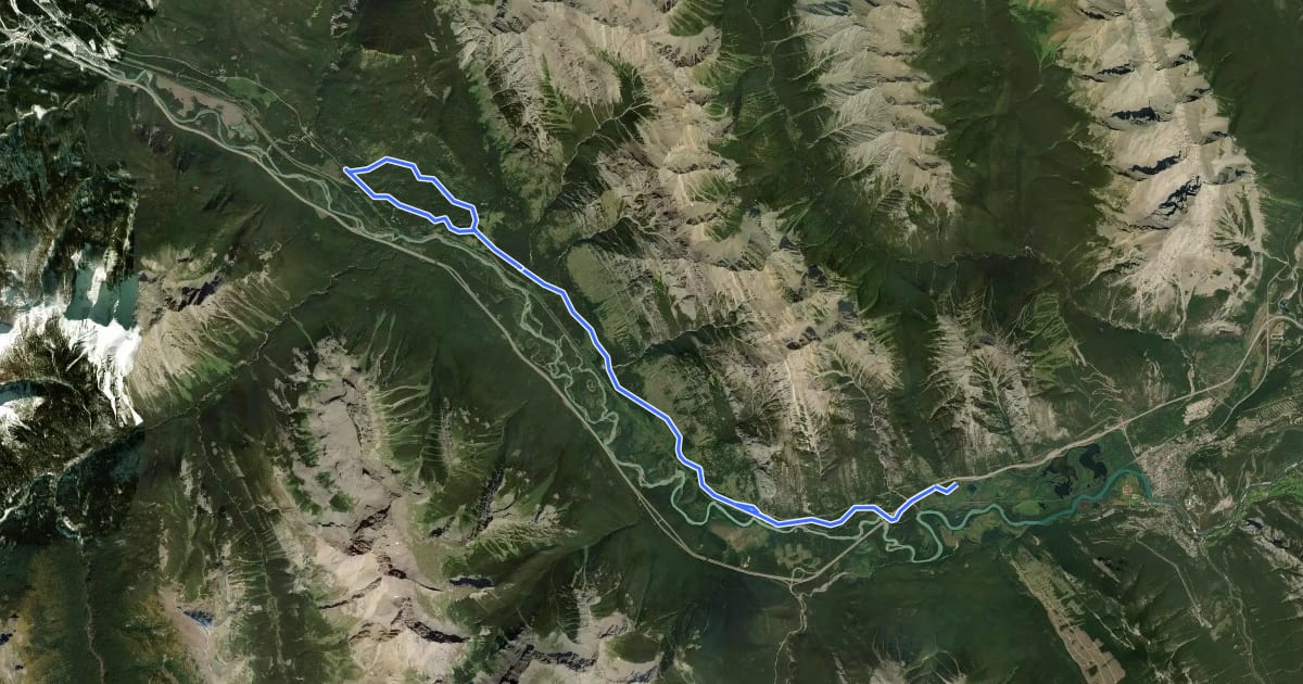 Маршрут Bow Valley Parkway Cycling Experience на спутниковом снимке
