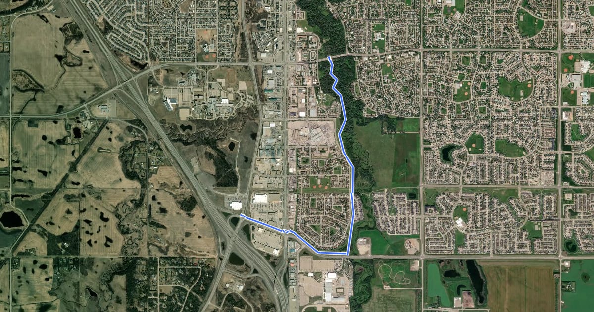 Маршрут Bower Woods Trail на спутниковом снимке