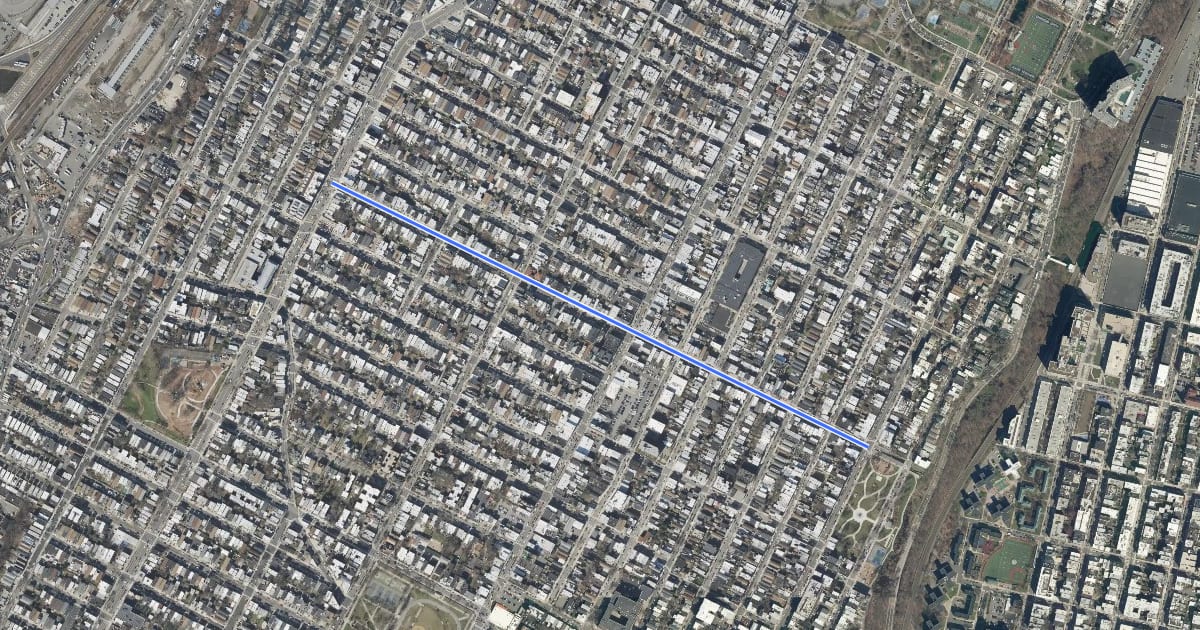 Маршрут Bowers Street на спутниковом снимке