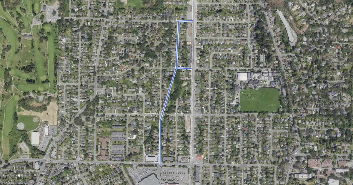 Маршрут Bowker Creek Greenway на спутниковом снимке