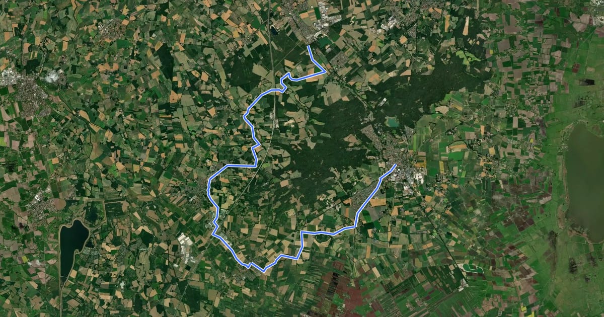 Маршрут Boxenstopp-Route (Verbindungsroute) на спутниковом снимке