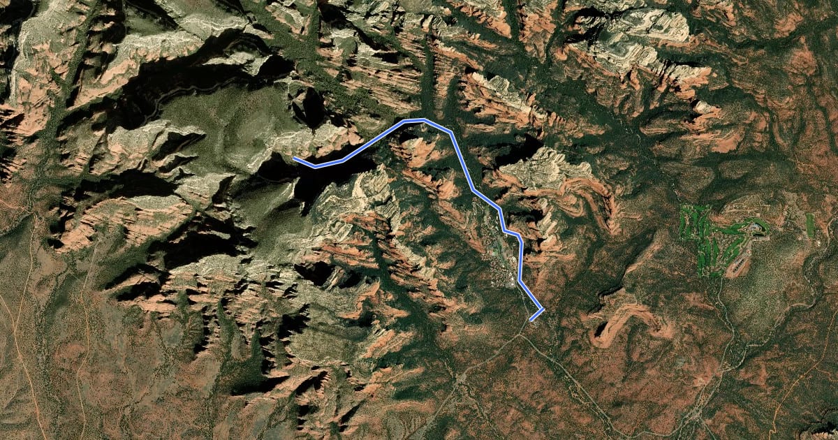 Маршрут Boynton Canyon #47 на спутниковом снимке