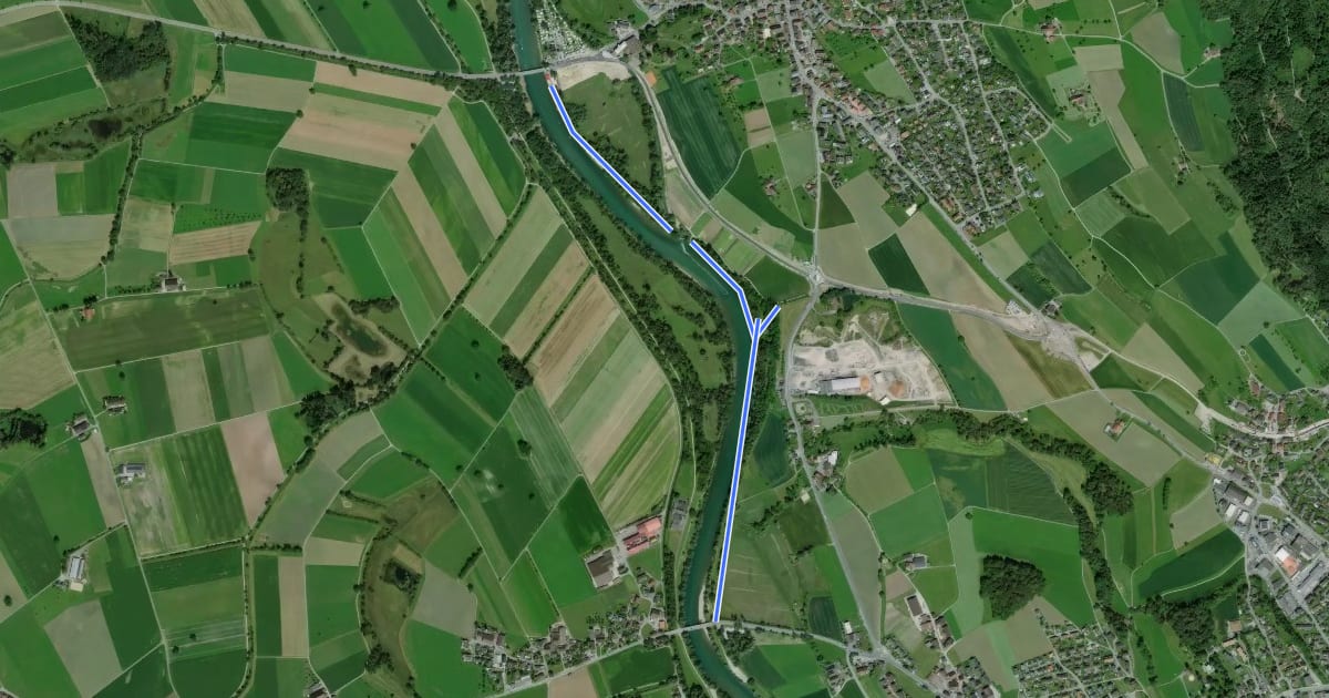 Маршрут Brücke Obfelden - Brücke Ottenbach на спутниковом снимке