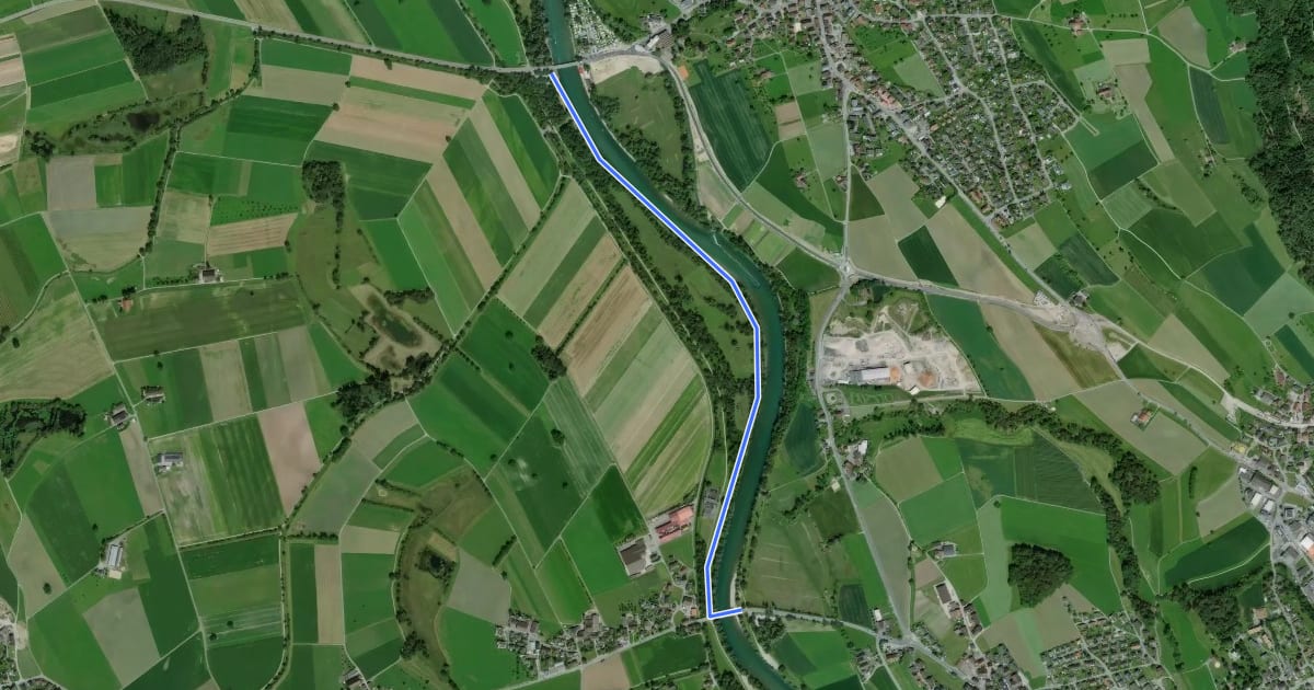 Маршрут Brücke Ottenbach - Brücke Rickenbach на спутниковом снимке
