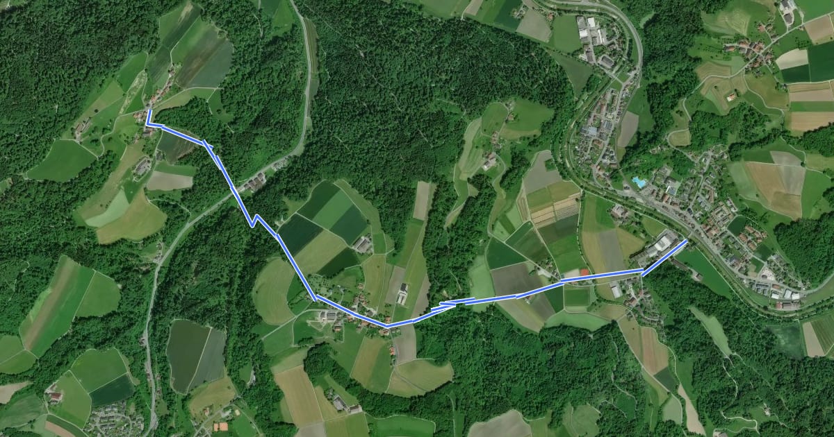 Маршрут Brünggen – Rikon Brücke на спутниковом снимке