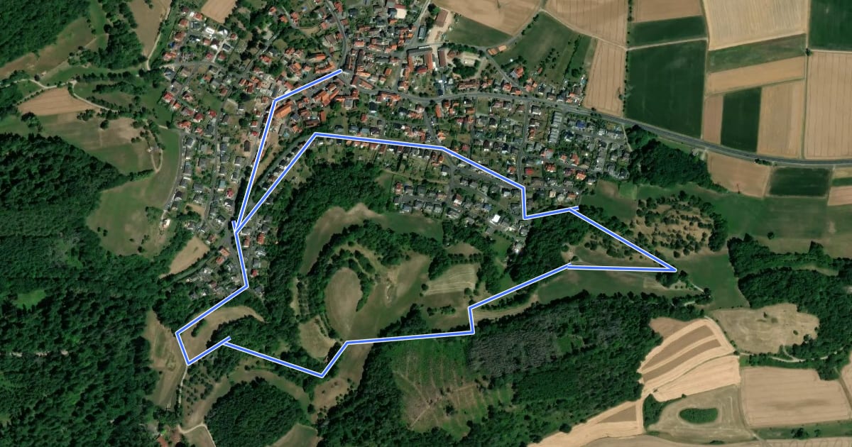 Маршрут Braach Rundweg B1 на спутниковом снимке