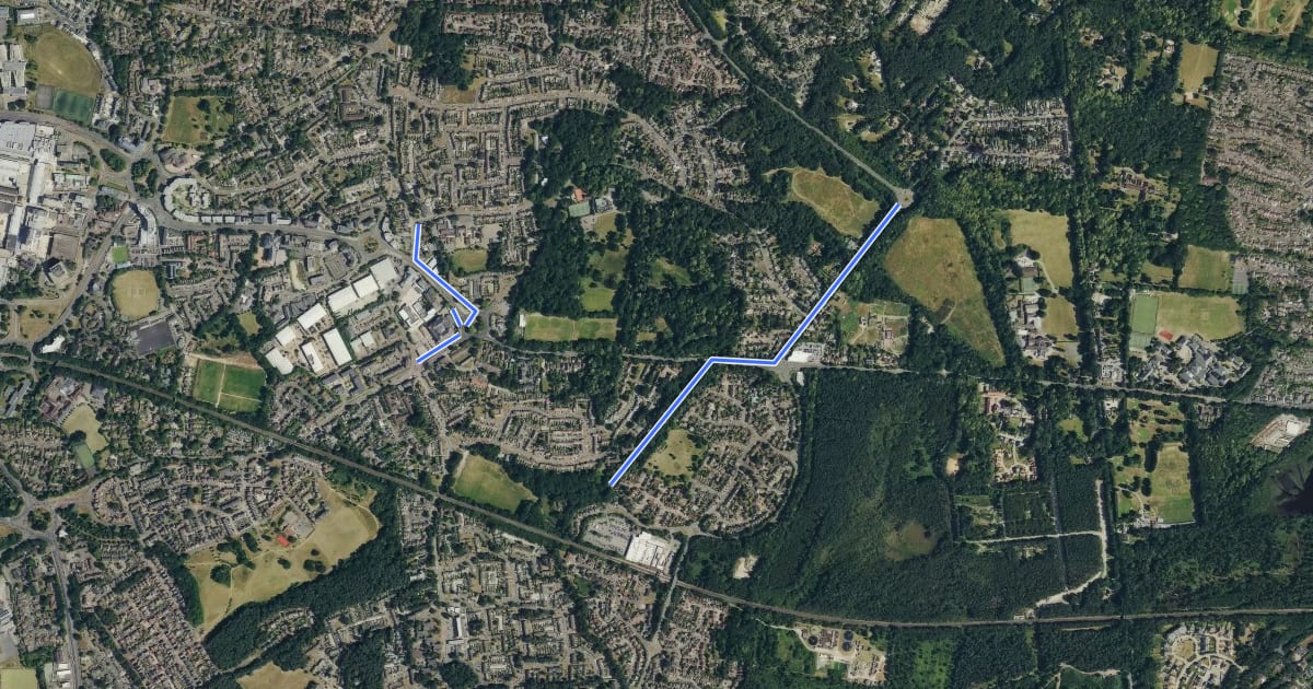 Маршрут Bracknell Eastern Route на спутниковом снимке