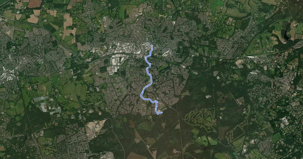 Маршрут Bracknell Forest Red Route на спутниковом снимке