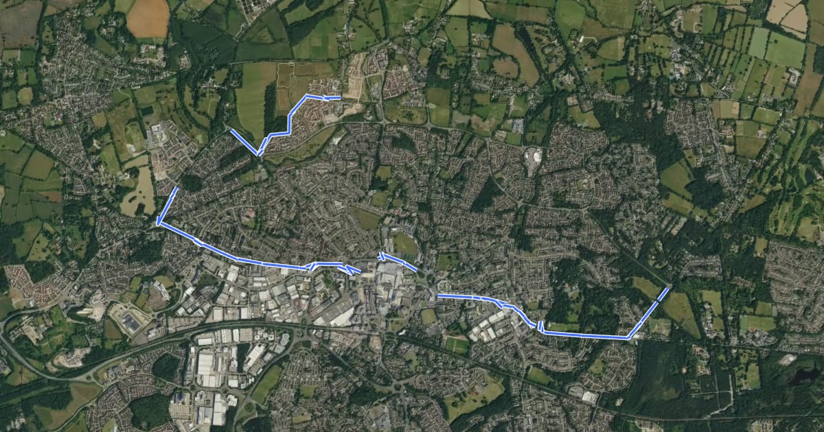 Маршрут Bracknell Northern Route на спутниковом снимке