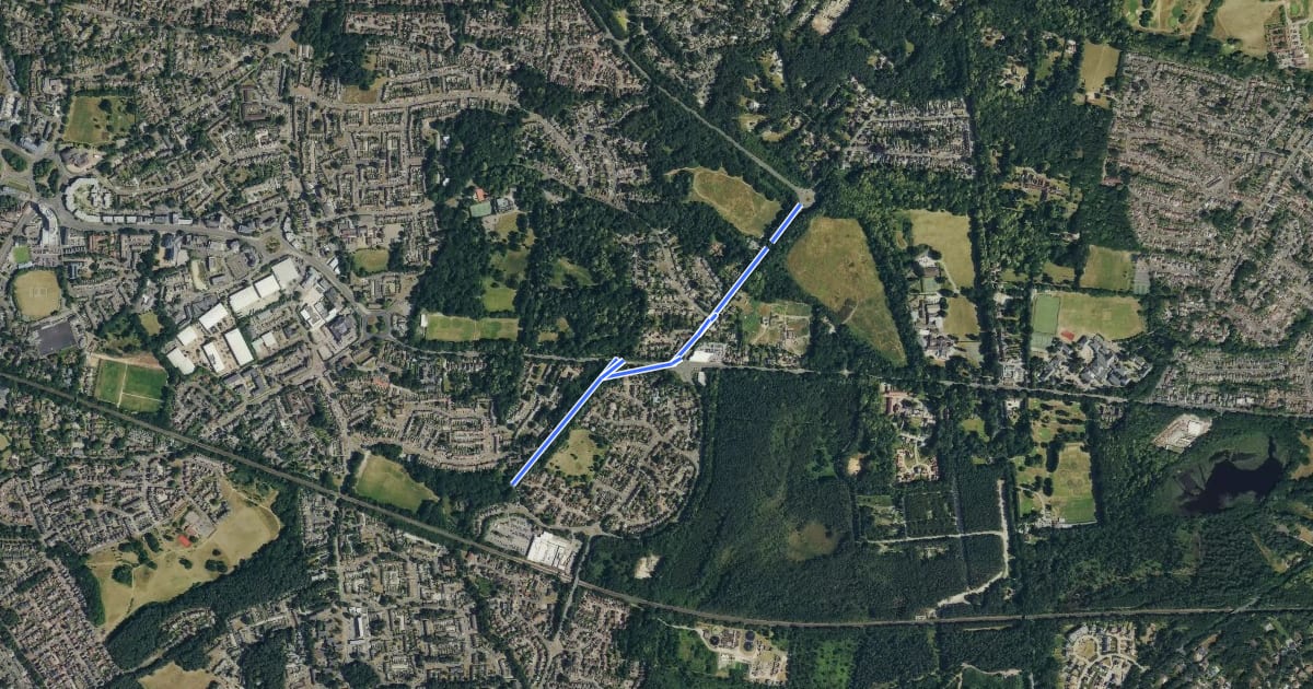 Маршрут Bracknell Orbital Route на спутниковом снимке