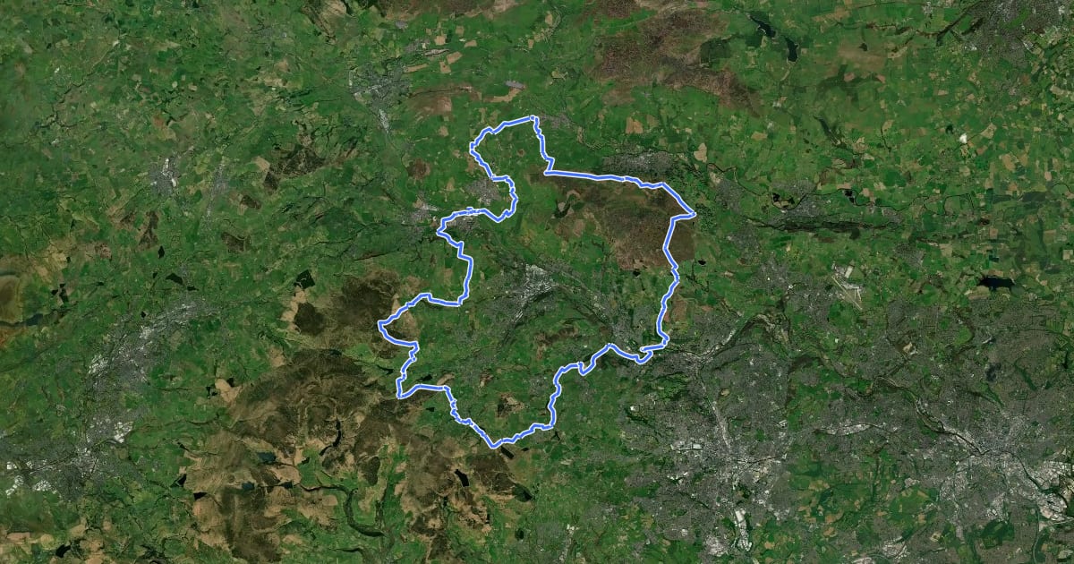 Маршрут Bradford Millennium Way на спутниковом снимке