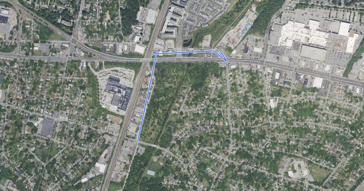 Маршрут Branchville Rd на спутниковом снимке