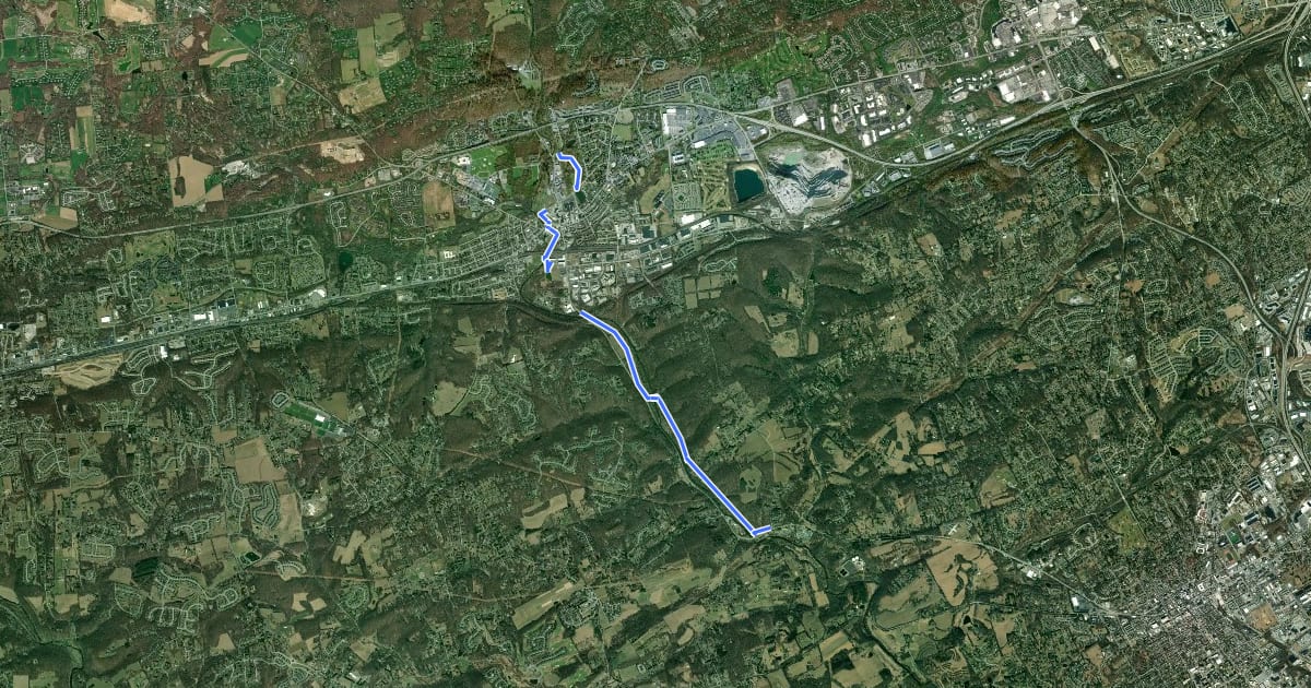 Маршрут Brandywine Creek Trail на спутниковом снимке