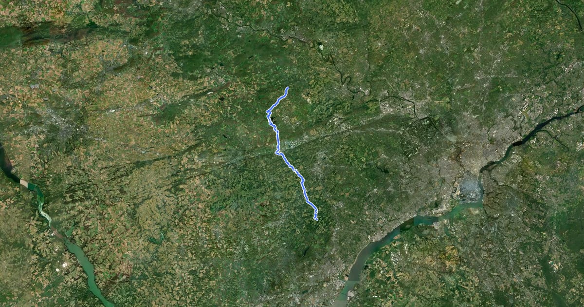 Маршрут Brandywine Trail на спутниковом снимке