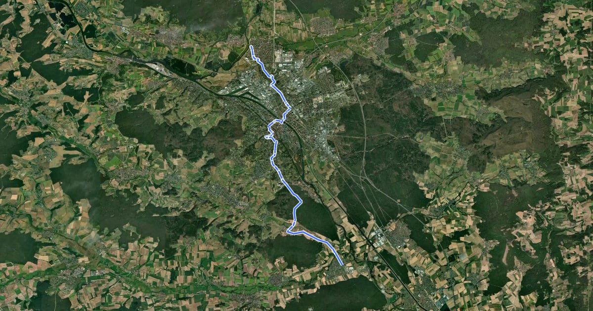 Маршрут Brauereien- und Bierkellertour Variante Hallstadt - Bamberg - Pettstadt на спутниковом снимке