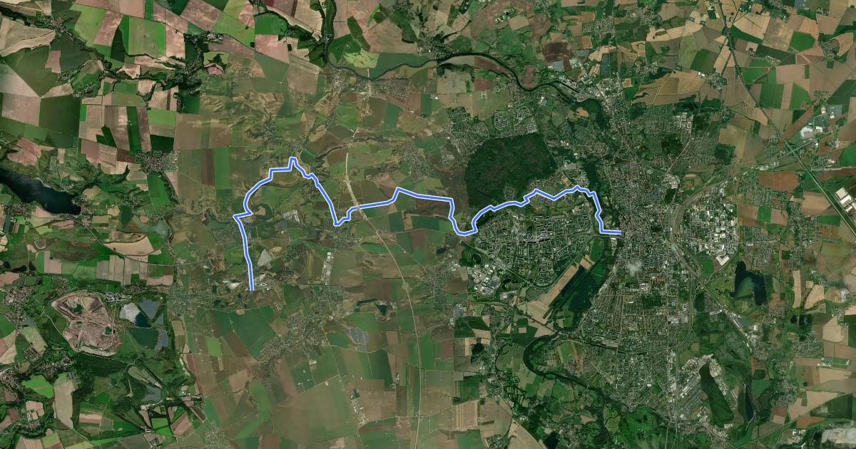 Маршрут Braunkohlenpfad на спутниковом снимке
