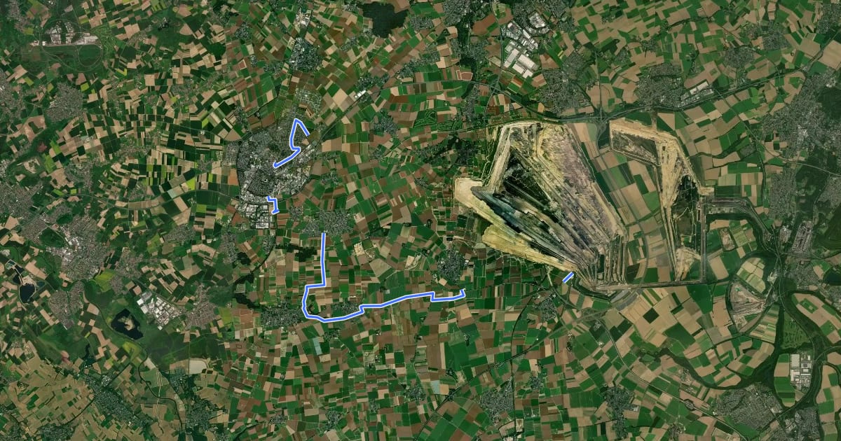Маршрут Braunkohleroute на спутниковом снимке