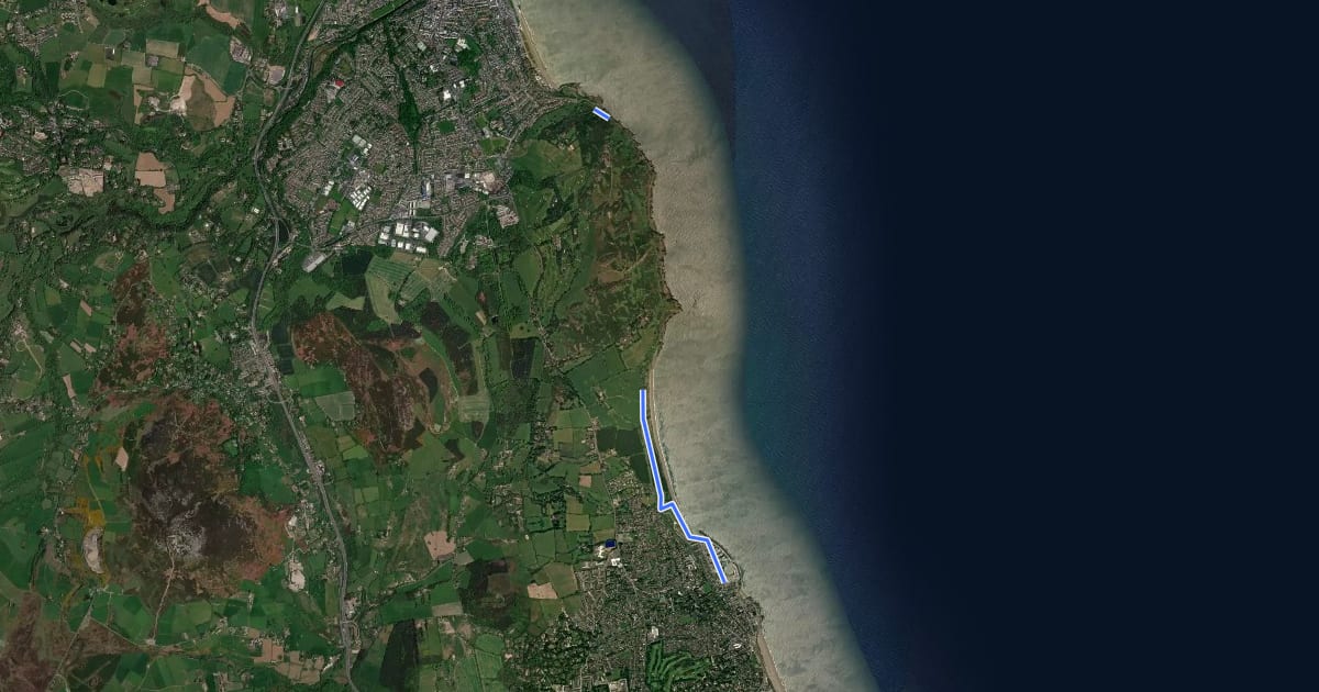 Маршрут Bray Greystones Cliff Walk на спутниковом снимке