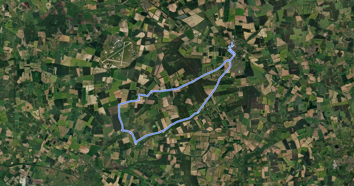 Маршрут Brecks Cycling Discovery Route на спутниковом снимке