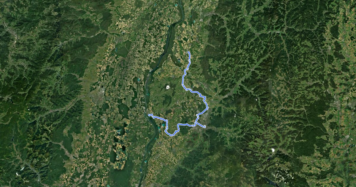 Маршрут Breisgau-Radwanderweg на спутниковом снимке
