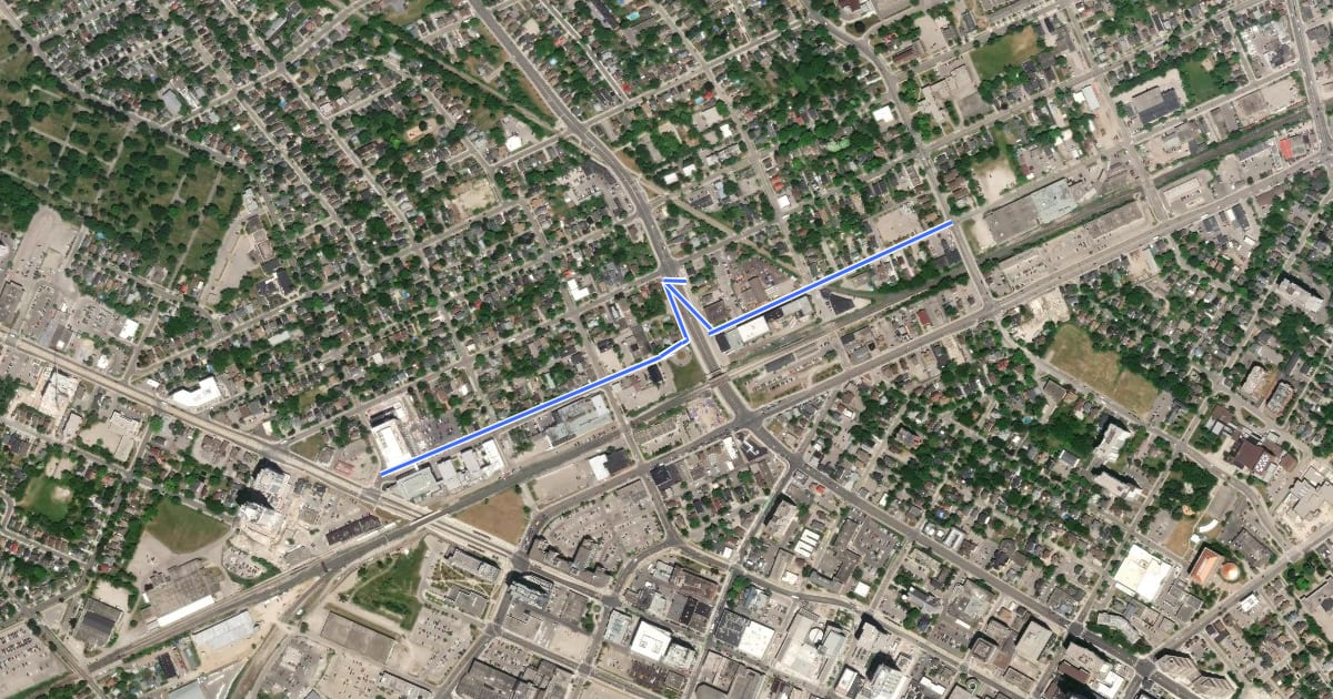 Маршрут Breithaupt Street на спутниковом снимке