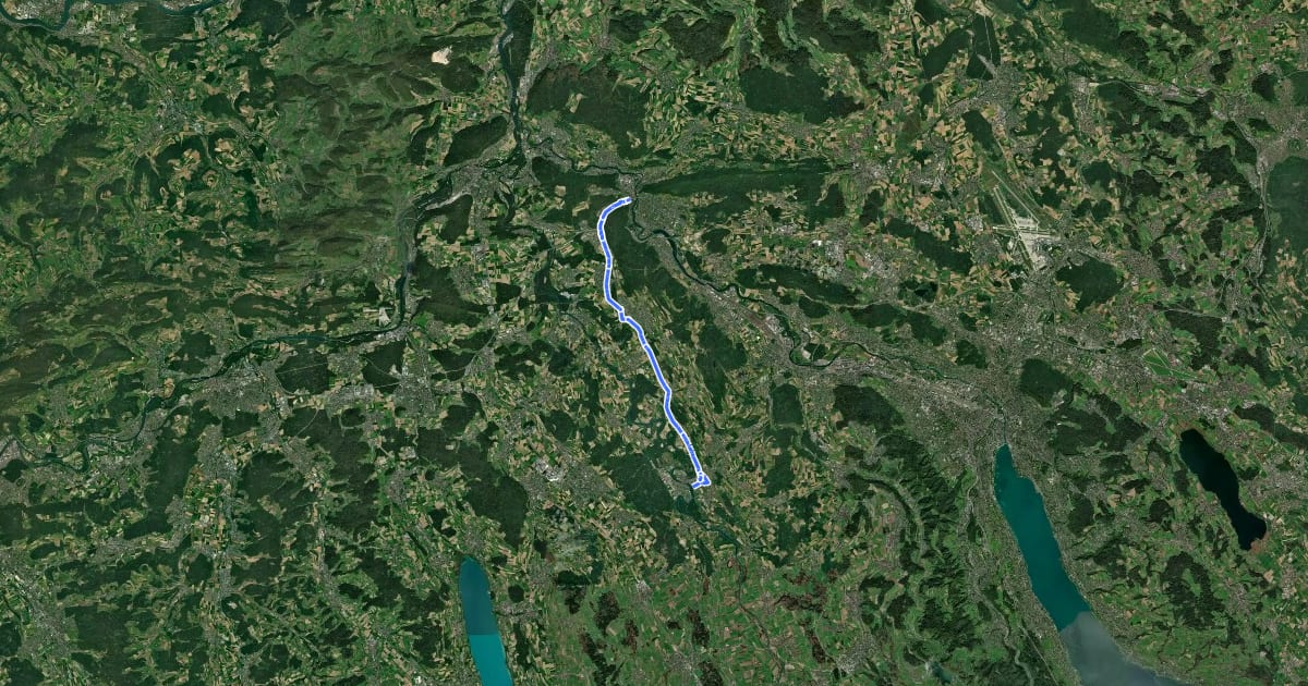 Маршрут Bremgarten - Fislisbach - Baden на спутниковом снимке