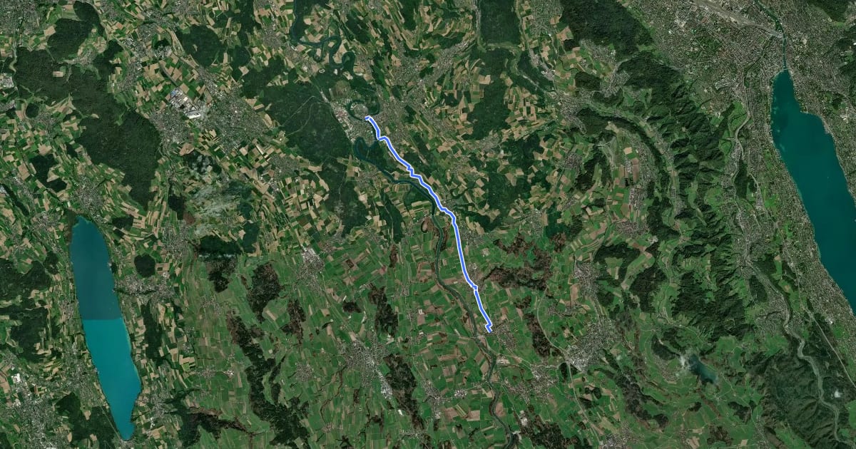 Маршрут Bremgarten - Ottenbach на спутниковом снимке