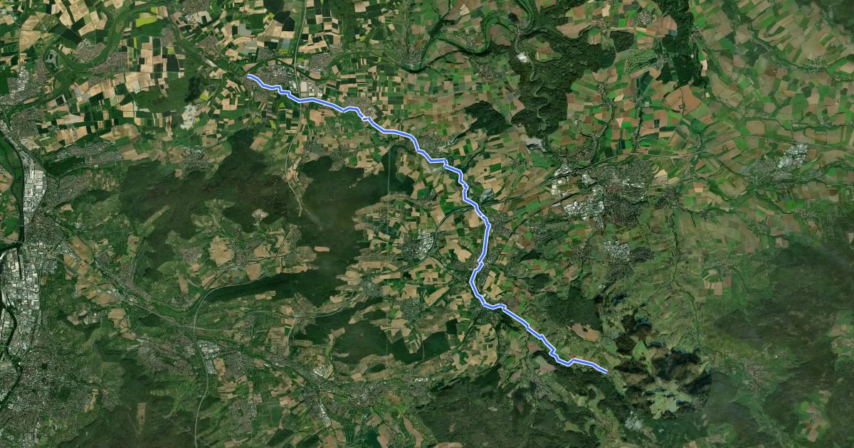 Маршрут Brettachtalradweg на спутниковом снимке