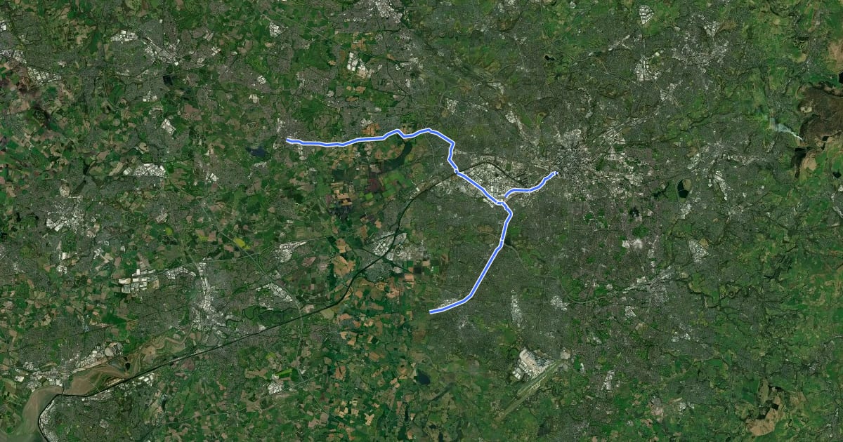 Маршрут Bridgewater Way на спутниковом снимке