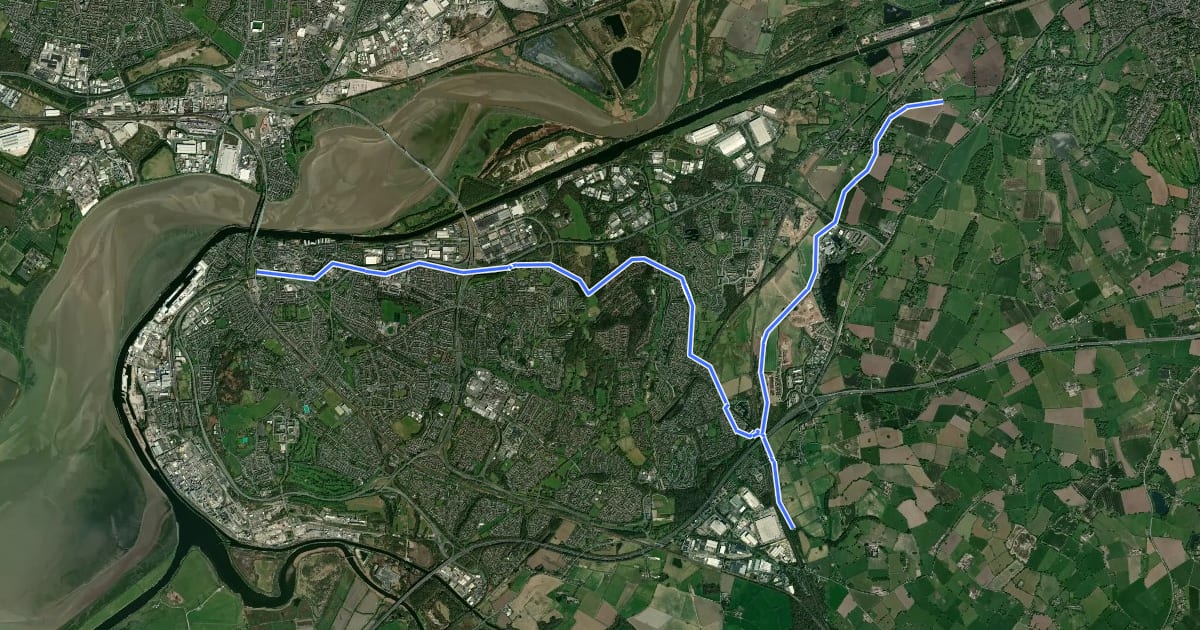 Маршрут Bridgewater Way на спутниковом снимке