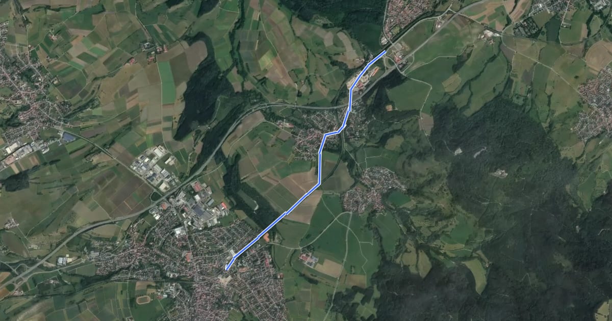 Маршрут Brielhof Eisenbahnsteg Süd - Bisingen Bahnhof на спутниковом снимке