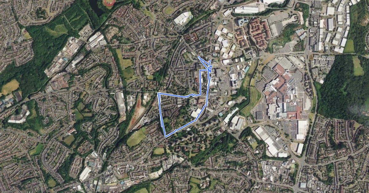 Маршрут Brierley Hill Architectural Heritage Trail на спутниковом снимке