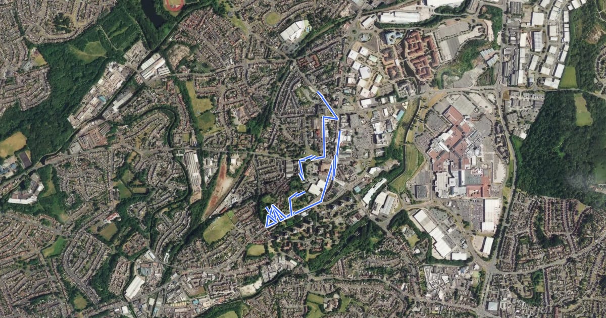Маршрут Brierley Hill Geological Heritage Trail на спутниковом снимке