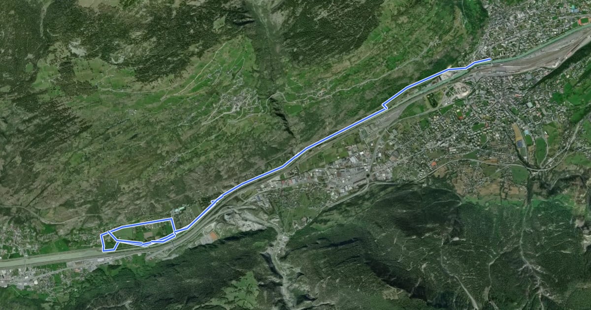 Маршрут Brig - Brigerbad на спутниковом снимке