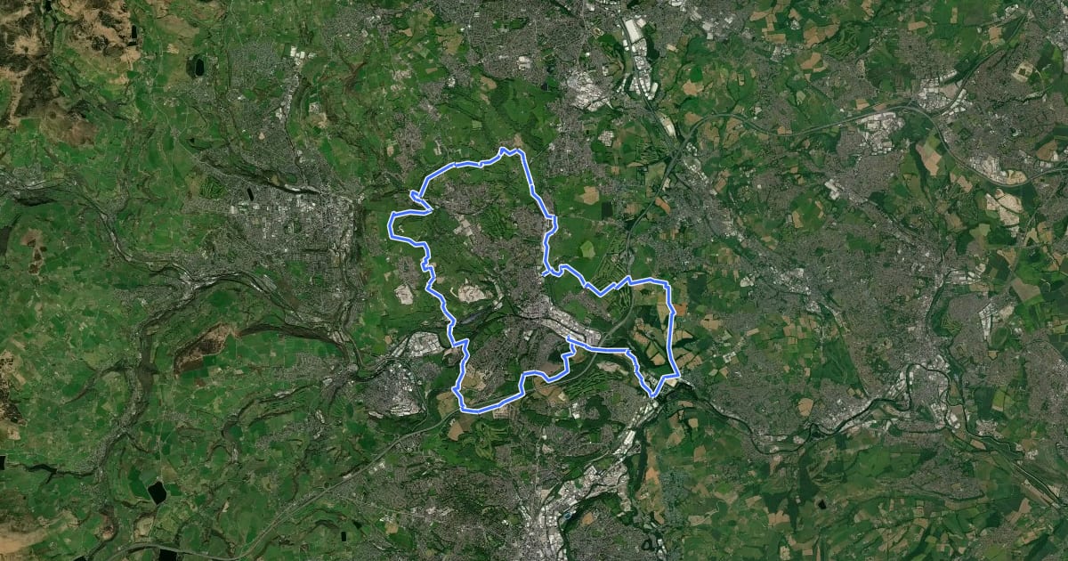 Маршрут Brighouse Boundary Walk на спутниковом снимке