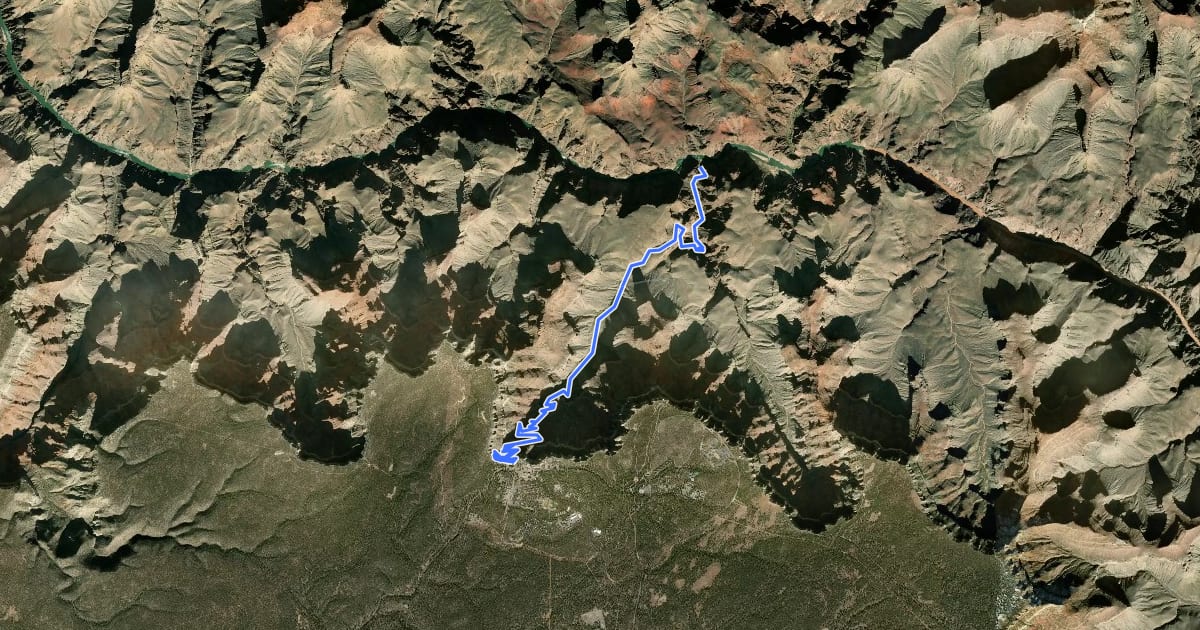 Маршрут Bright Angel Trail на спутниковом снимке