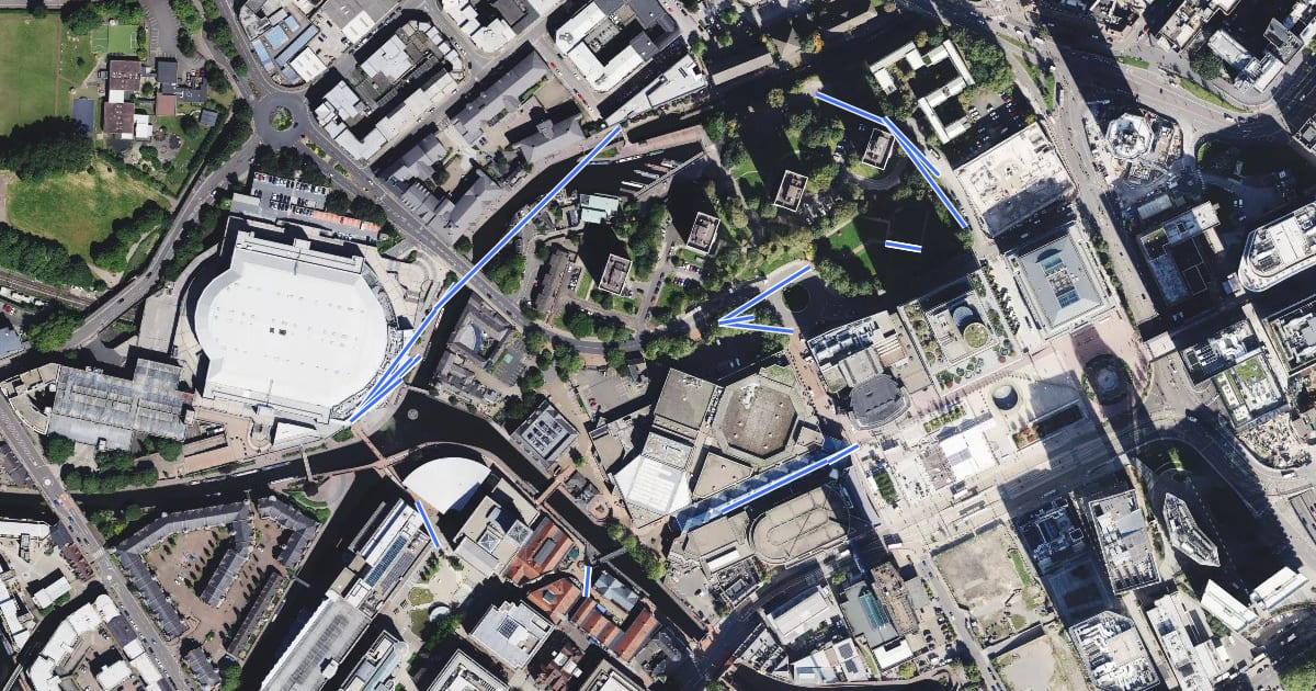 Маршрут Brindleyplace Wellness Walk 2 на спутниковом снимке