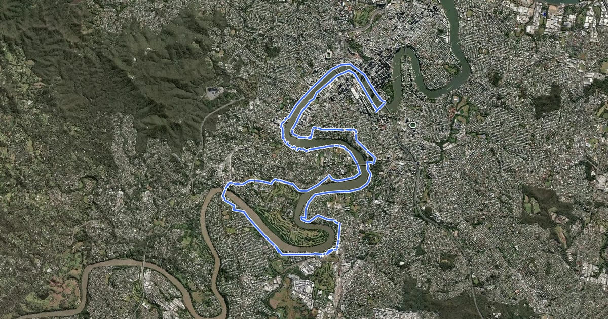 Маршрут Brisbane River Loop на спутниковом снимке