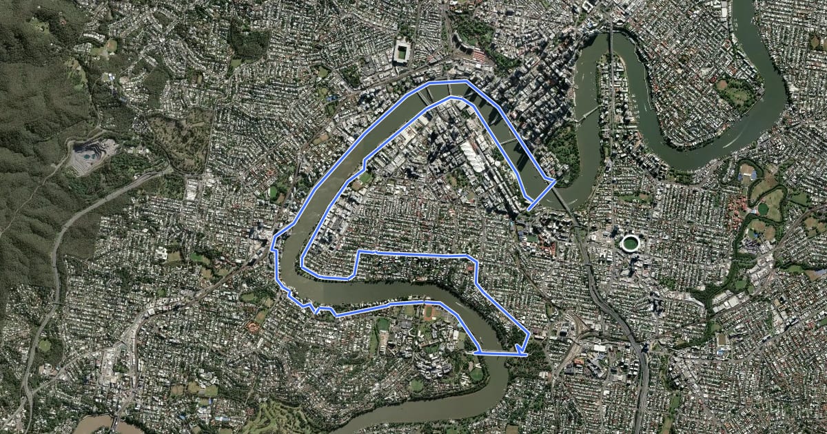 Маршрут Brisbane River Loop (short) на спутниковом снимке