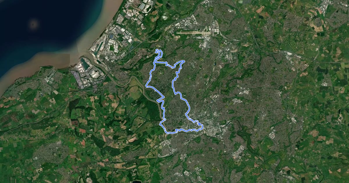 Маршрут Bristol Triangular City Walk на спутниковом снимке