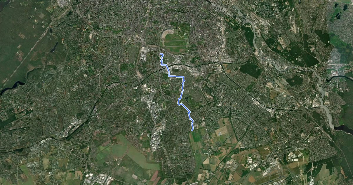 Маршрут Britz-Buckower-Weg на спутниковом снимке