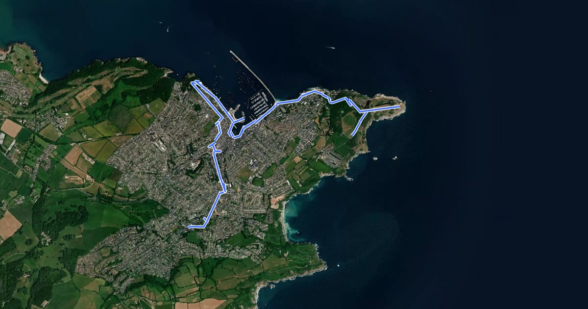 Маршрут Brixham Heritage Trail на спутниковом снимке