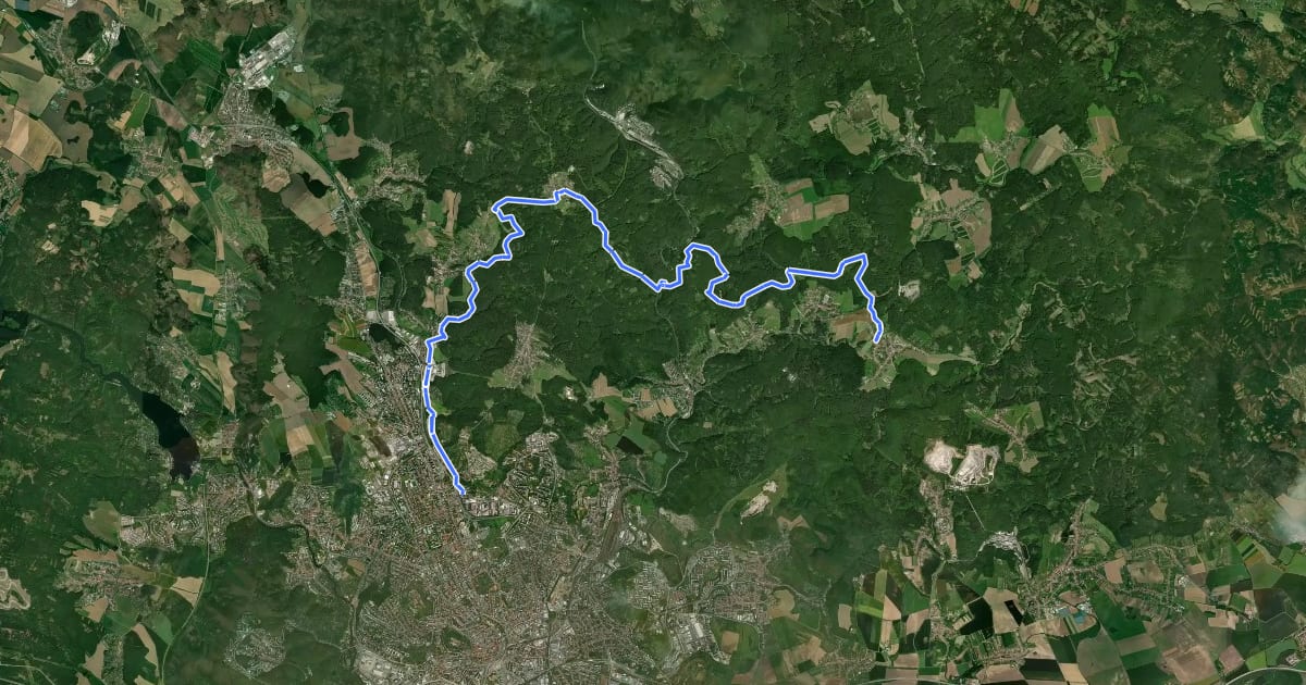 Маршрут Brno-Ochoz на спутниковом снимке