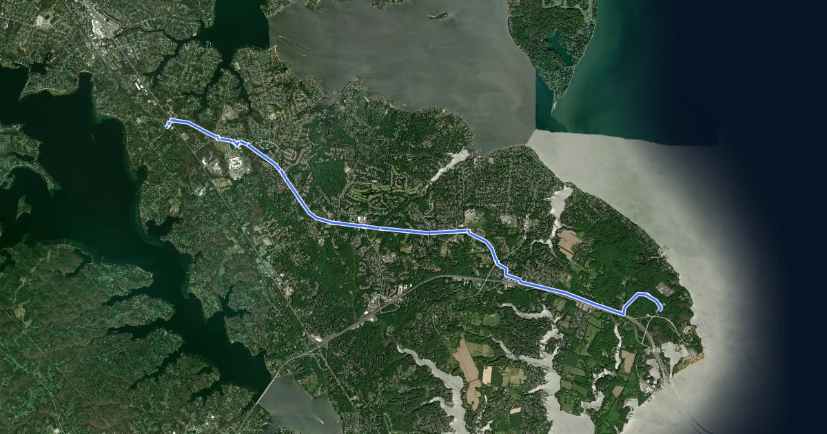 Маршрут Broadneck Peninsula Trail на спутниковом снимке