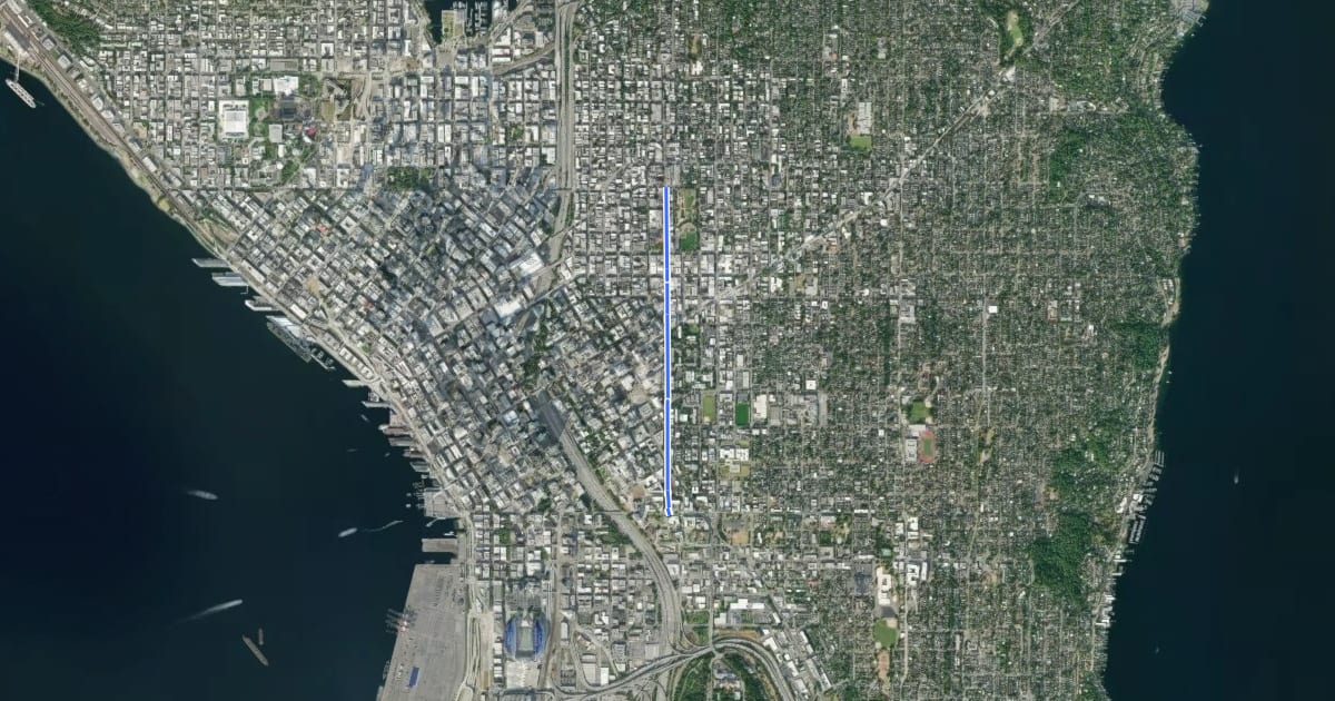 Маршрут Broadway Bike Path на спутниковом снимке