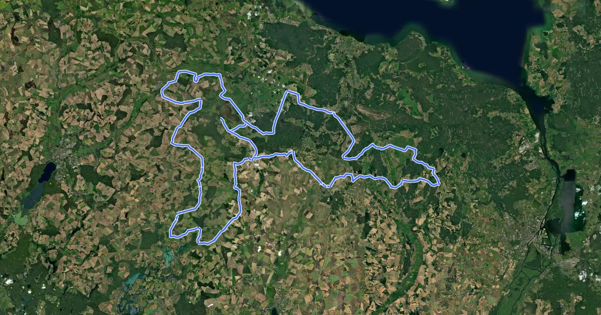 Маршрут Brohmer Berge Randowtal Rundweg на спутниковом снимке